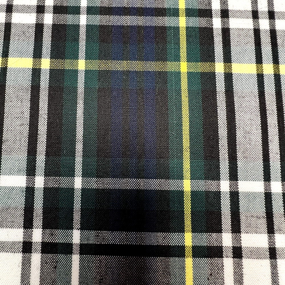 Green White Plaid Poplin P/C Uniform 5.5oz Fabric 61″ W Lot of 2 Yards for $10