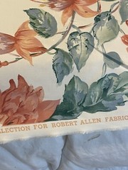 Vtg Robert Allen Floral sateen cotton McMillen 1989 7 yds 55″ peach green dupont