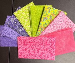 Pink, Purple, Lime Fat Quarters – 9 Designs