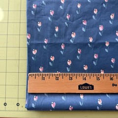 Vintage Stanley King Studio Blue Pink Chintz Fabric 2 yards +16″x 54″w