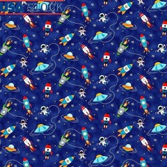 Spaceships Cotton Fabric Quilting Crafts Home Decor Tote Bags 44 Inches New