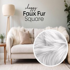Shaggy Faux Fur Fabric – 30″ x 30″ Pre-Cut White for DIY Crafts, Fashion, Gnomes