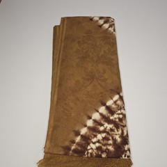Vintage West African Bazin Riche Damask Fabric Tie Dye Brown Ochre Boho 2.4Yds