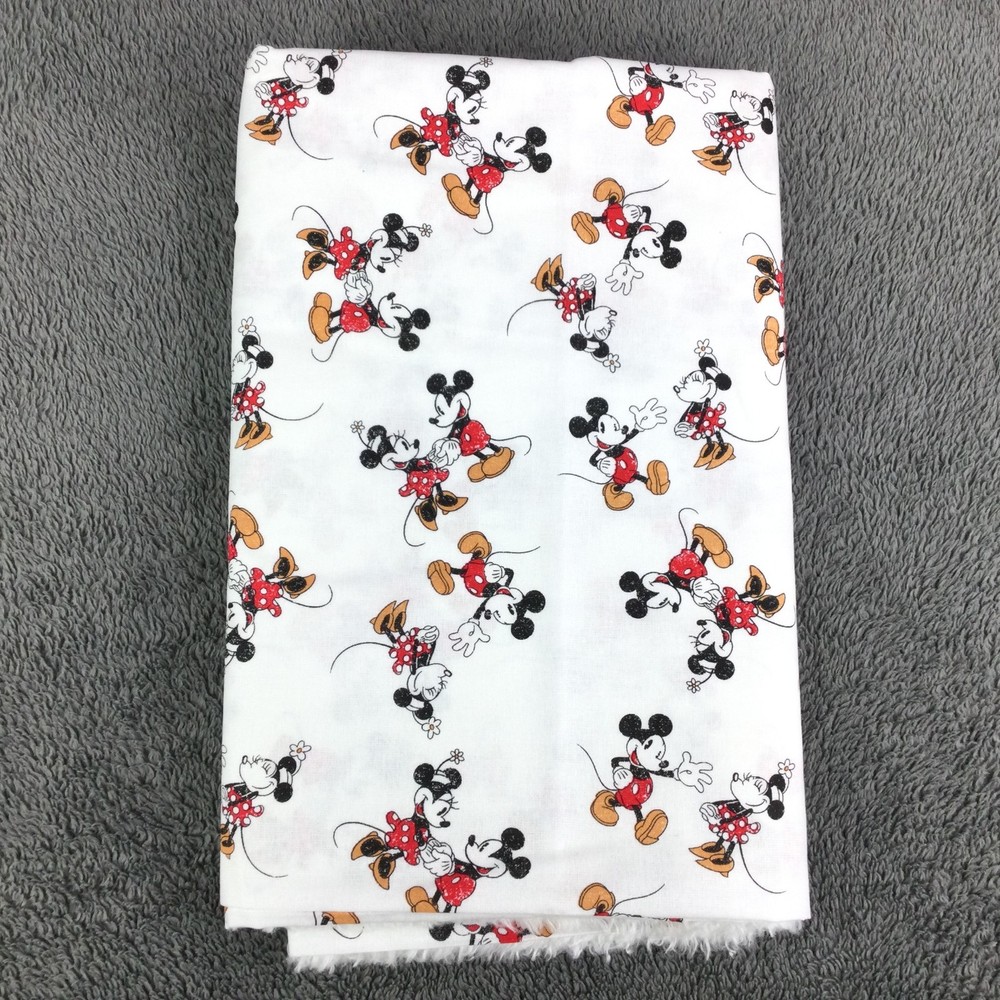 Disney Fabric White Mickey Minnie Scattered Allover Springs Creative – 2.5 Yards