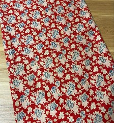 Fabric Showa Retro Cotton Red Small Floral Remnant 88×168 cm Vintage