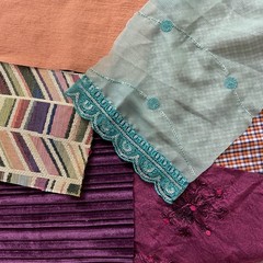 Boho Revival Fragment Pack, 30 Vintage & Reclaimed Fabric Pieces, Textile Art