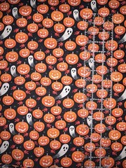 2 Yards Johnny Yanok Ghosts & Pumpkins Black Retro Halloween Cotton Fabric Joann