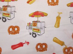 Hot Dogs Pretzels Hot Dog Cart Snacks Food Cotton Fabric FQ