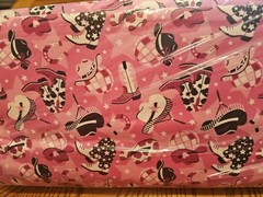 BOLT 8 YARDS PINK COWGIRL DISCO BOOTS HAT HORSE FLANNEL FABRIC SEWING RAG QUILT