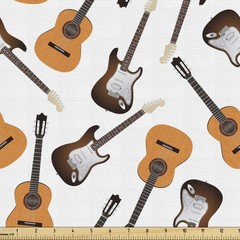Ambesonne Guitar Fabric By The Yard Realistic Illustration Classic And Electric