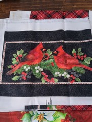 Lot of Fabric, Red Cardinals, Christmas Theme,Floral, Red, White, Black, 1lb 9oz