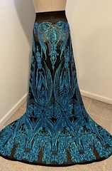 Turquoise Black Iridescent 4way stretch sequins Lace fabric 50” Width 1 Yard