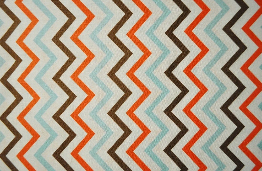 1/4 yard cotton quilt fabric Mini Chic Chevron zig zag Brown, Orange, Light Teal