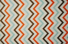 1/4 yard cotton quilt fabric Mini Chic Chevron zig zag Brown, Orange, Light Teal
