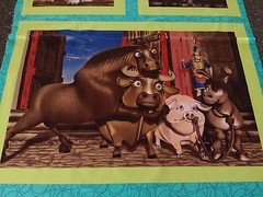 Farm Animals Panel FreeSpirit Lamb Rooster Horse Bull Pig Donkey Lime