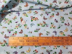 MMFab Blue Floral Butterfly Print Cotton Quilting Sewing Fabric 44″ X 5.1yds