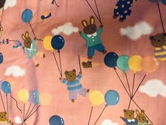 VTG Juvenile Puppies Bunnies & Bears w/ Balloons Hoffman California Fabric BTFQ