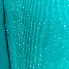 Peacock Turquoise Corduroy Fabric Ribbed Cotton 4.25 Yards Silver Accents 153×43