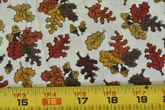 By 1/2 Yd, Rust & Brown Fall Leaves on Cream Quilt Cotton, General Fabrics, V670