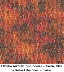 Atlantia Metallic Fish Scales Snake Skin cotton quilt fabric Kaufman BTY Silver