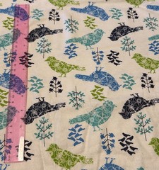 JOANN Flannel 2 Yards, Pattern Birds, Blue Teal Aqua Green, Birds Trees Jo-Ann