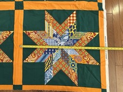 Star Quilt Fabric Pre-Printed Cheater Cotton United Kingdom Green Orange 55×106″