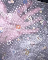 VTG Lavender Nylon Fuzzy Flocked Dotted Swiss & Florals 26″x9″ + Remnant