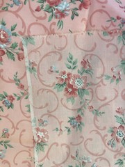 Vintage Joan Kessler Concord Floral Fabric 1.8 Yds Scroll Cotton Pink Mauve 90s