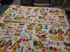 Vtg House ‘N Home Fabrics Cotton Home Decor Novelty Nursery Fabric Animals Math