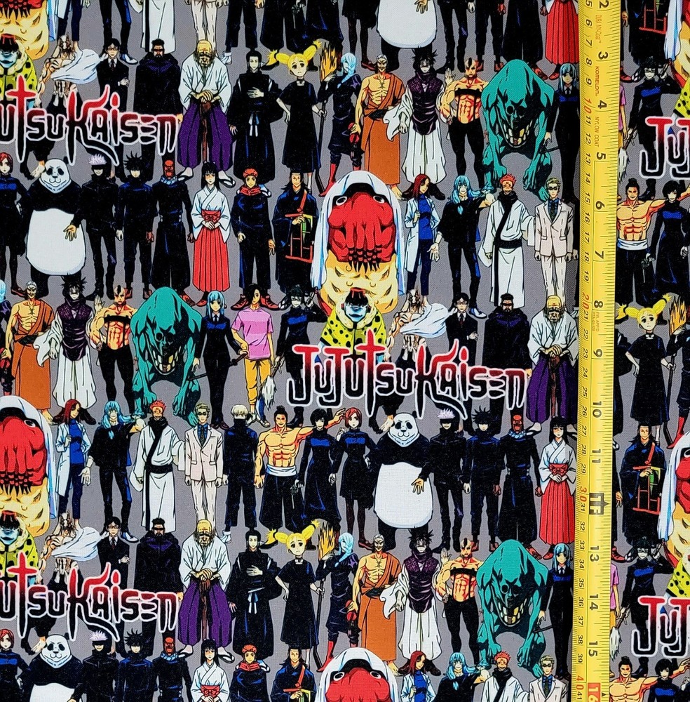 JUJUTSU KAISEN COLLAGE ANIME 1 YARD FABRIC ( 36″ X 58″ ) BRAND NEW