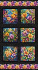 Flower Fusion by Crazy Marie ~ Floral, Geometric Quilt Panel ~ Studio E ~ 24″