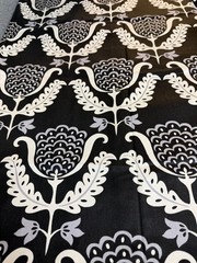 Fabric Lot 3 Yd 54 W Waverly Garden Party “One Wish” Floral Damask Black White