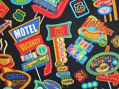 RETRO LICENSE PLATE ROUTE 66 HISTORICAL PLATES COTTON FABRIC BTHY