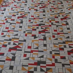 Vtg MCM Arc/Com Upholstery Fabric “Apex” Pepper Red, Orange, Gray Geometric 4 yd