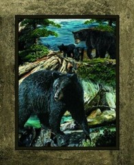 Springs Creative ~ Realistic Bears and Cubs ~ 100% Cotton Fabric 36″ Quilt Panel