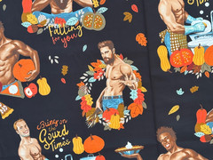 Alexander Henry Fabric Falling For You Black Pumpkins Sexy Hunks 18″ X 44″ New