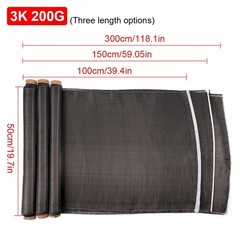 40″ – 118″ Real Carbon Fiber Fabric Cloth Roll 3k 200gsm 2×2 Twill Weave Black