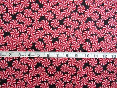 1 yd 100% Cotton Fabric Black with Red & White Peppermint Candies, JoAnn Fabric