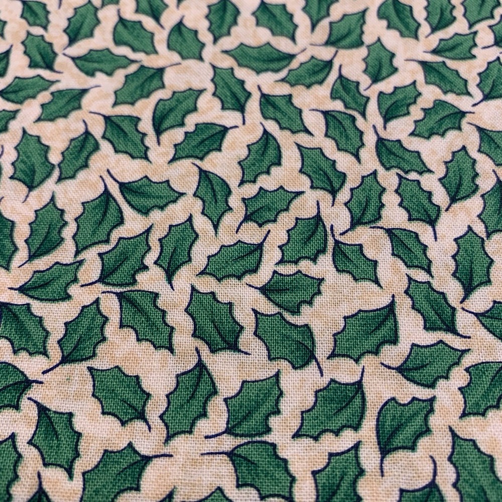 Vtg Possibilities Green Holly Leaf Fabric By Smith & Milligan Henry Glass 1+ Yds