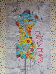WINDHAM FABRICS 24″X42″ WALL Art PANEL By LAURA HEINE Vintage Dress Form Sewing