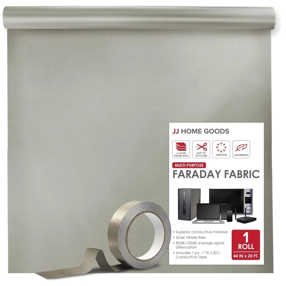 Faraday Fabric 44″x20 ft + Tape – Military Grade Shielding