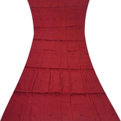 Vintage Red 100% Pure Silk Handwoven Sari Remnant 4YD Craft Fabric Silk Scrap
