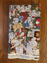 HUGE Vtg Jenny Newland 44x108inch LARGE Christmas Cats Kittens Applejack Fabric