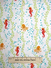 Floatin With The Fish Bubble Seahorse Cotton Fabric Yard Michael Miller PC6625