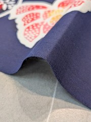 Japanese Kimono Yukata Bolt Cotton 100% Navy Blue 12m Colored Floral Fan Unused