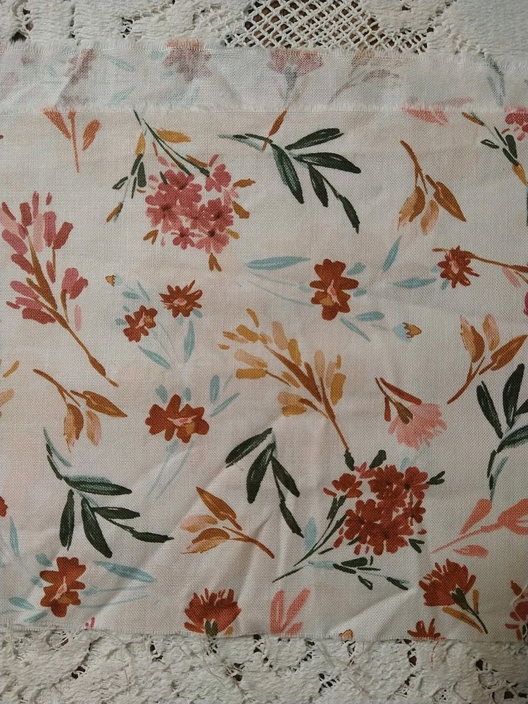 REMNANT Boho Floral Earth Tones Green Brown Cotton Fabric Wildflowers 5-6″ x 43″