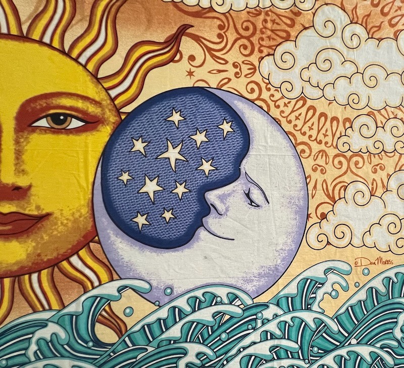 Dan Morris Sunshine Joy Fabric Art Wall Hanging Sun Moon Ocean Tapestry BOHO