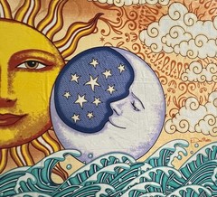 Dan Morris Sunshine Joy Fabric Art Wall Hanging Sun Moon Ocean Tapestry BOHO