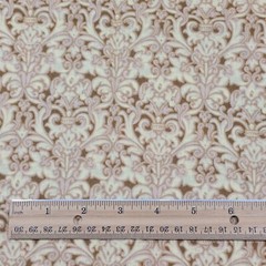 Cotton Fabric 36″x42″ Reproduction Vibe Creamy Yellow Brown Blender Scrollwork