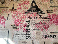 David Textiles Pink Black Paris Eiffel Tower Fabric C. Allen 1.75 YDS Rare
